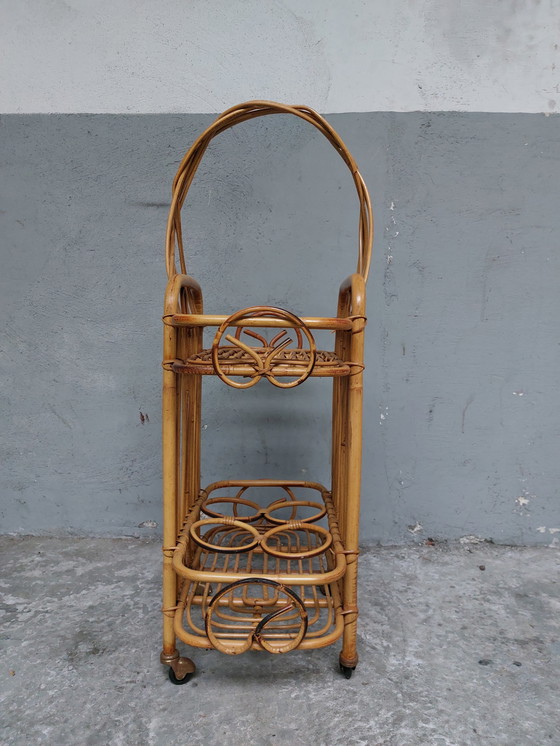 Image 1 of Rattan serving trolley