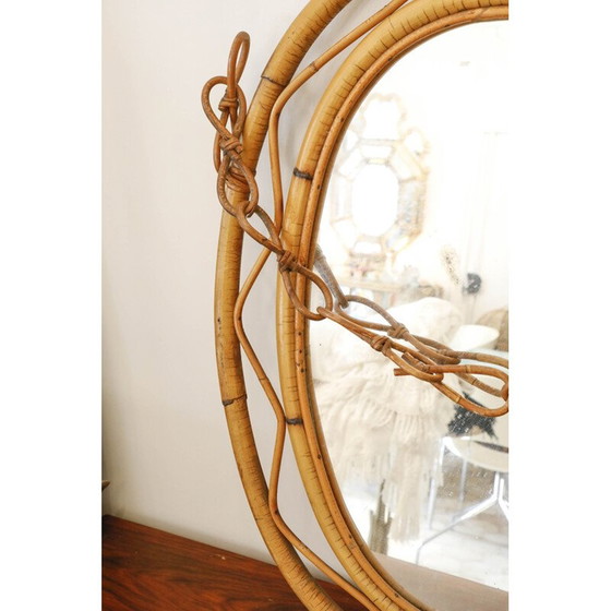 Image 1 of Vintage oval mirror in rattan
