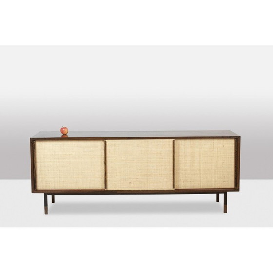 Image 1 of Vintage rectangular sideboard in wenge wood and lacquered metal, Netherlands 1970
