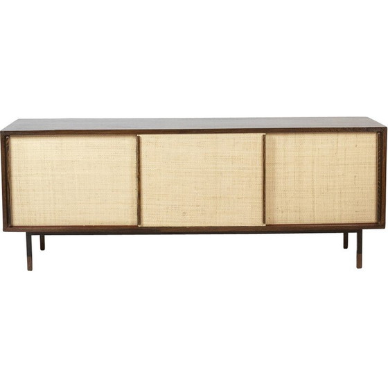 Image 1 of Vintage rectangular sideboard in wenge wood and lacquered metal, Netherlands 1970
