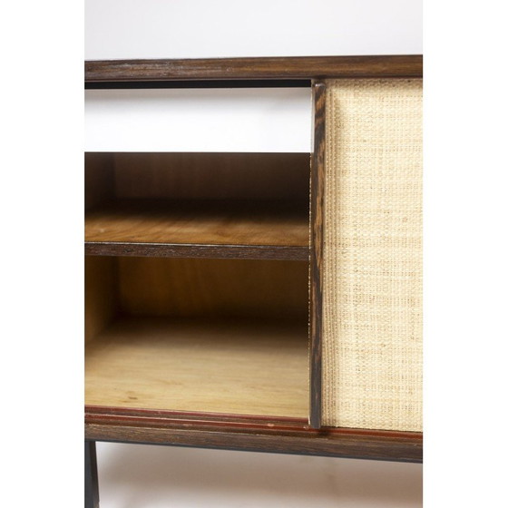 Image 1 of Vintage rectangular sideboard in wenge wood and lacquered metal, Netherlands 1970