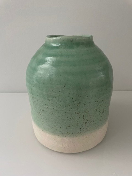 Image 1 of Modern Vase Mint Green And Cream