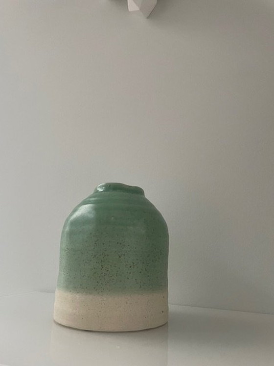 Image 1 of Modern Vase Mint Green And Cream