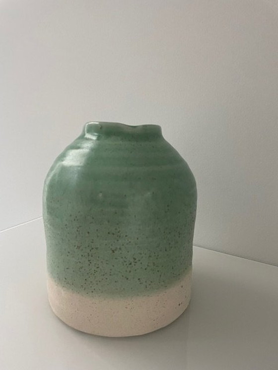 Image 1 of Modern Vase Mint Green And Cream