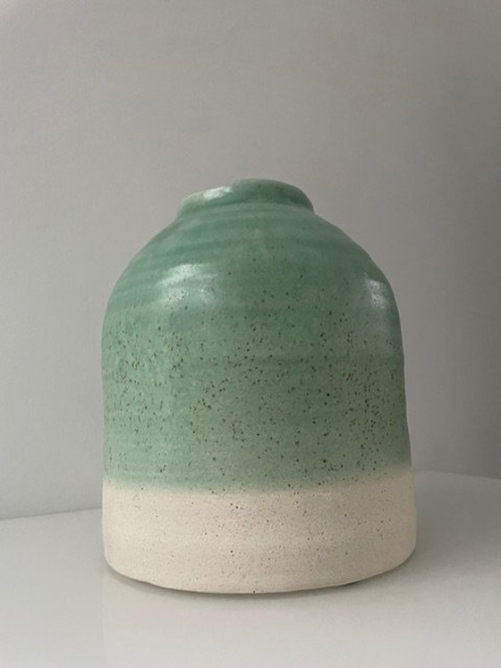 Image 1 of Modern Vase Mint Green And Cream