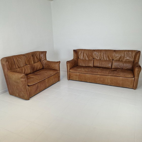 Image 1 of Vintage 2-seater sofa in cognac leather by Gerard van den Berg for Montis, 1980