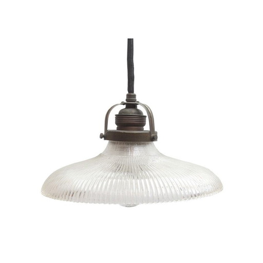 Vintage pendant lamp with porcelain clock by Halophane, France 1920