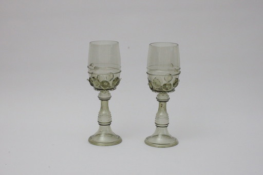 Novy Bor Roemer Wine Glasses By Josed & Eva Flek, Czechoslovakia.