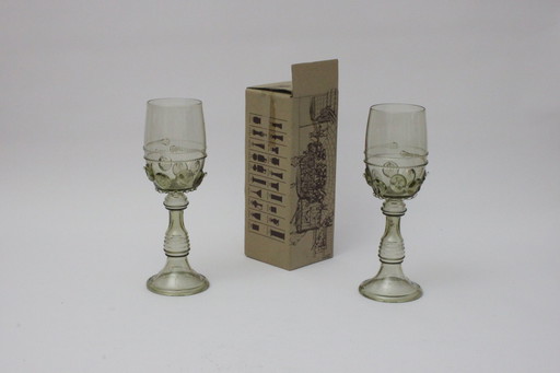 Novy Bor Roemer Wine Glasses By Josed & Eva Flek, Czechoslovakia.