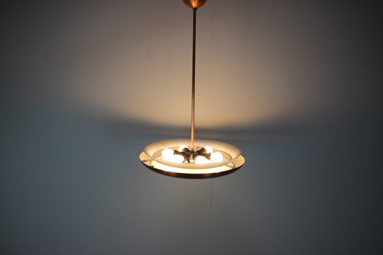 Image 1 of Lampadario in rame Bauhaus UFO di Josef Hurka, Cecoslovacchia, anni '30