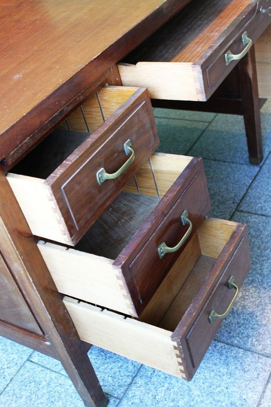 Image 1 of Mahogany double desk, Louis Xv style, early 20th century.