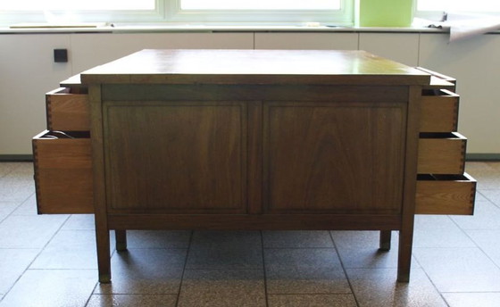 Image 1 of Mahogany double desk, Louis Xv style, early 20th century.