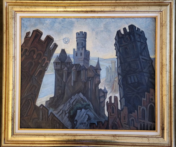 Image 1 of Painting Signed Colbert Cassan,Castle,Burgen Am Rbein