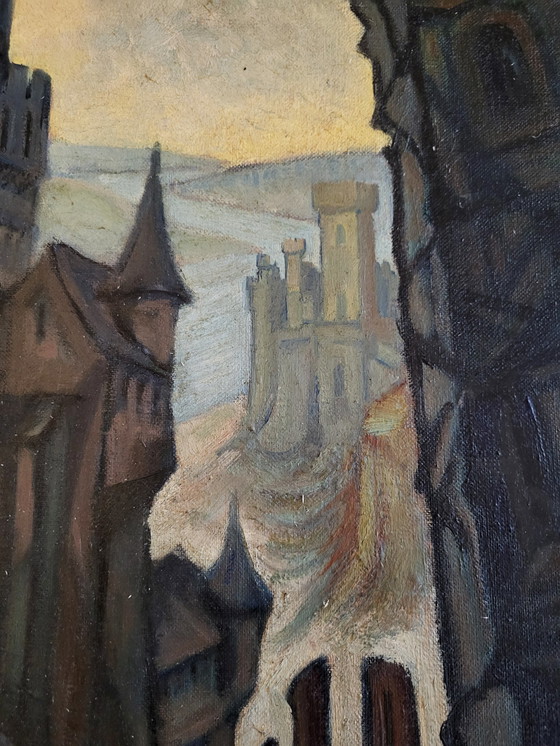 Image 1 of Painting Signed Colbert Cassan,Castle,Burgen Am Rbein