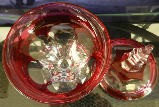 Image 1 of Val Saint Lambert bonbonnière caviar footed bowl crystal Circa 1955!