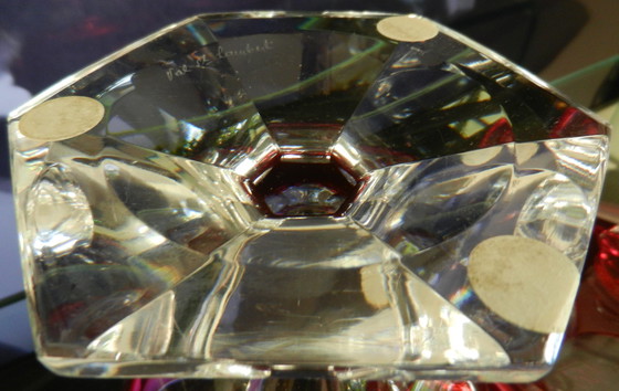 Image 1 of Val Saint Lambert bonbonnière caviar footed bowl crystal Circa 1955!