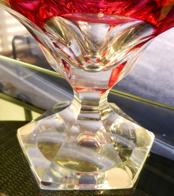 Image 1 of Val Saint Lambert bonbonnière caviar footed bowl crystal Circa 1955!