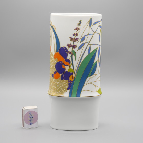 Image 1 of Rosenthal Studio Linie Glossy Porcelain Vase By Tapio Wirkkala With Décor By Wolf Bauer H30Cm