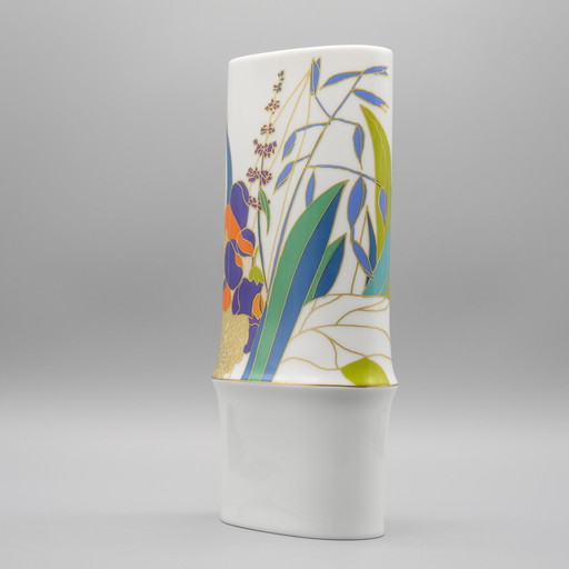 Rosenthal Studio Linie Glossy Porcelain Vase By Tapio Wirkkala With Décor By Wolf Bauer H30Cm