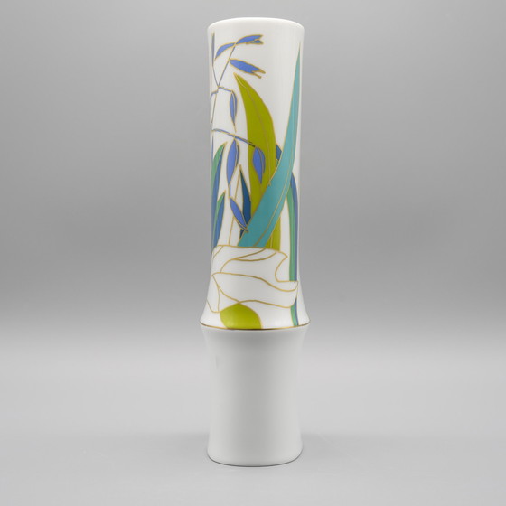 Image 1 of Rosenthal Studio Linie Glossy Porcelain Vase By Tapio Wirkkala With Décor By Wolf Bauer H30Cm