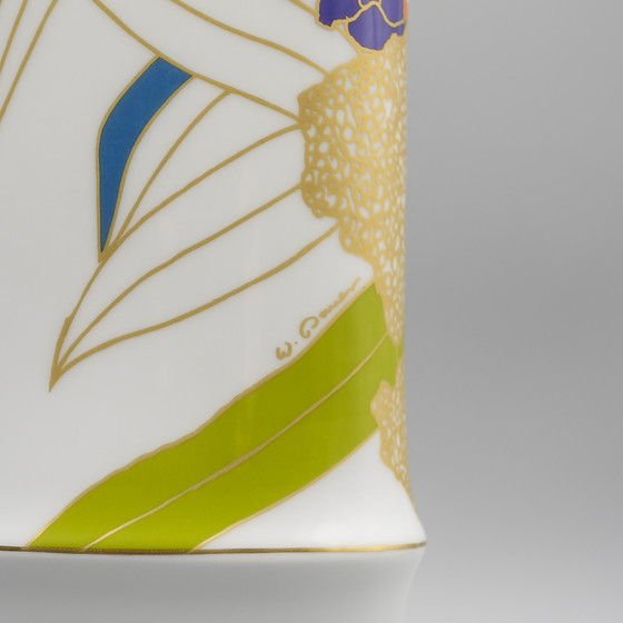 Image 1 of Rosenthal Studio Linie Glossy Porcelain Vase By Tapio Wirkkala With Décor By Wolf Bauer H30Cm