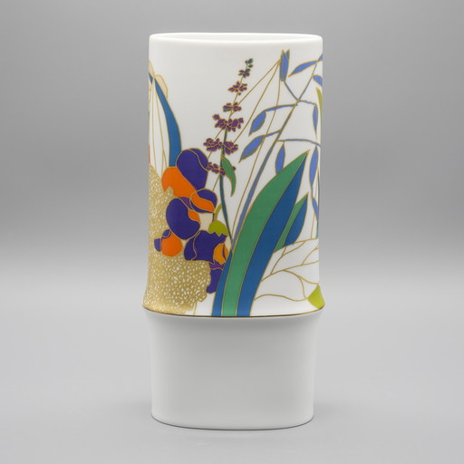 Rosenthal Studio Linie Glossy Porcelain Vase By Tapio Wirkkala With Décor By Wolf Bauer H30Cm