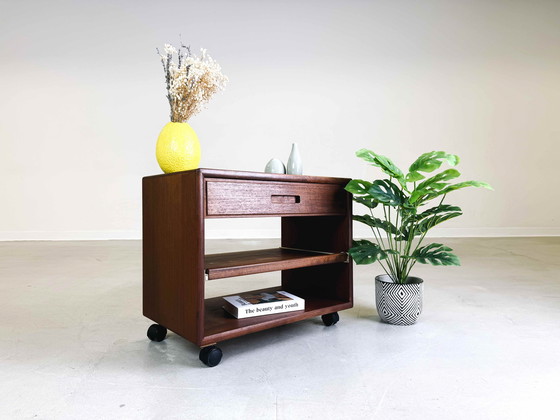 Image 1 of Mid - Century Side Table Rollbar Telephone Table Coffee Table Danish Teak