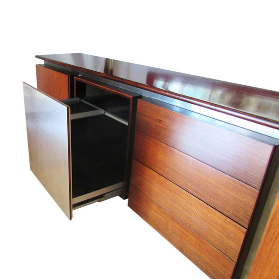 Image 1 of Modular Acerbis sideboard in mahogany and inox, Giotto STOPPINO - 1977