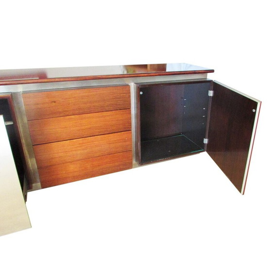 Image 1 of Modular Acerbis sideboard in mahogany and inox, Giotto STOPPINO - 1977