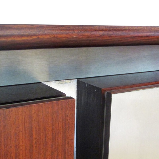 Image 1 of Modular Acerbis sideboard in mahogany and inox, Giotto STOPPINO - 1977