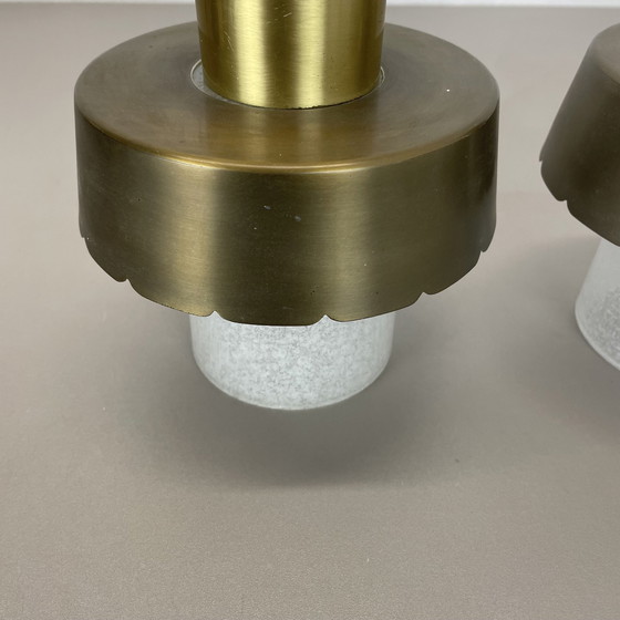 Image 1 of Set di due lampade da soffitto minimaliste in ottone e vetro "Tube", Italia anni '70