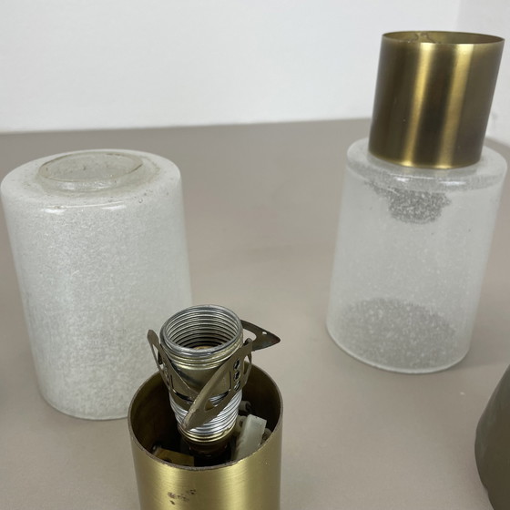 Image 1 of Set di due lampade da soffitto minimaliste in ottone e vetro "Tube", Italia anni '70