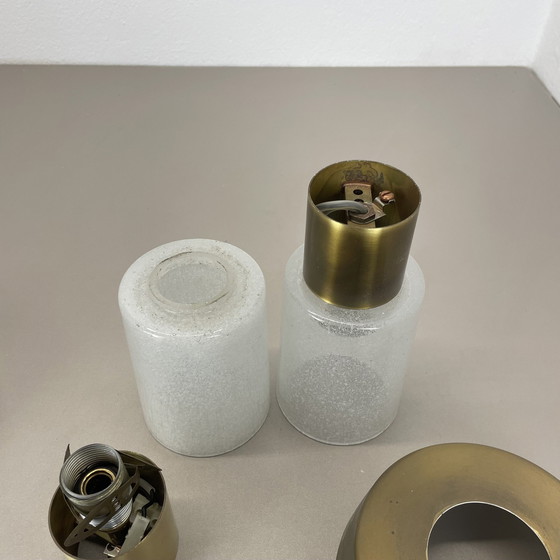 Image 1 of Set di due lampade da soffitto minimaliste in ottone e vetro "Tube", Italia anni '70