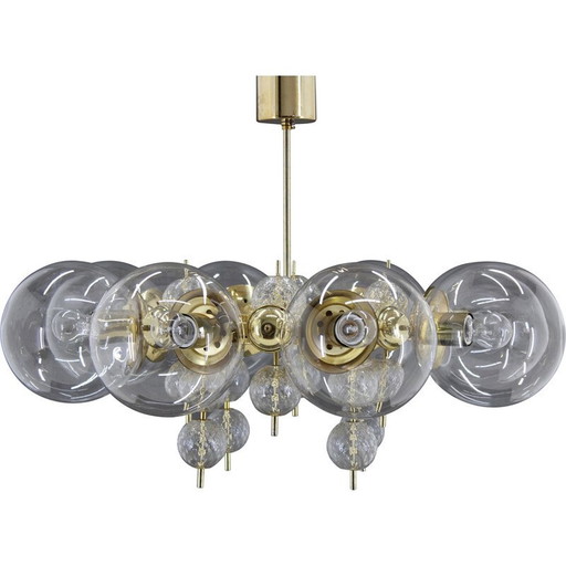 Vintage chandelier in brass by Kamenicky Senov, 1970s