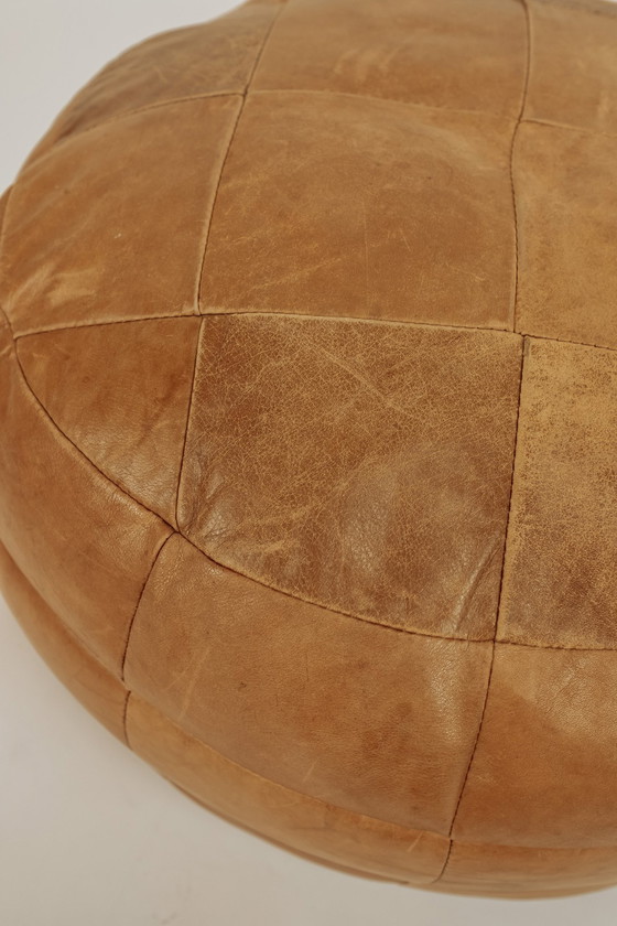 Image 1 of Vintage Leather Patchwork Pouf 1970s