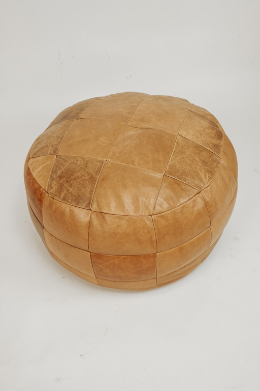 Pouf patchwork in pelle vintage anni &#39;70