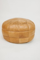 Vintage Leather Patchwork Pouf 1970s