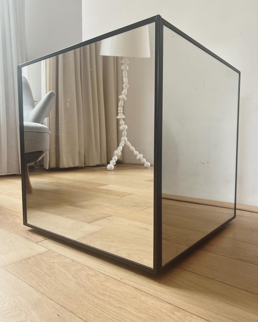 Vintage side table mirror cube