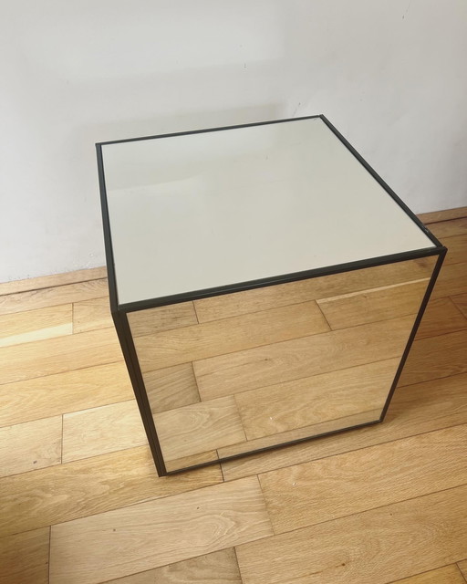 Vintage side table mirror cube