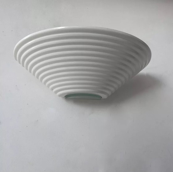Image 1 of Lampada da parete vintage in metallo laccato bianco e vetro, Danimarca 1970