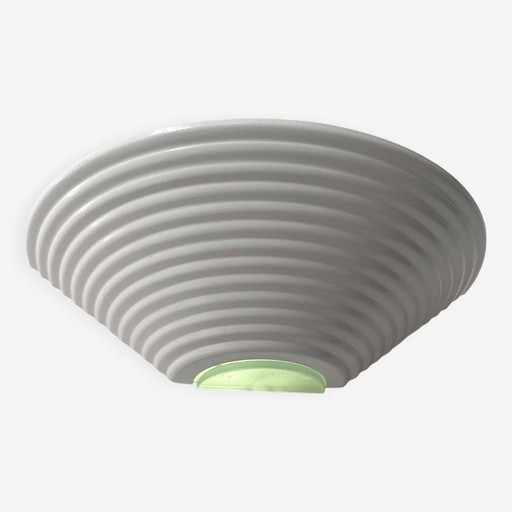 Lampada da parete vintage in metallo laccato bianco e vetro, Danimarca 1970