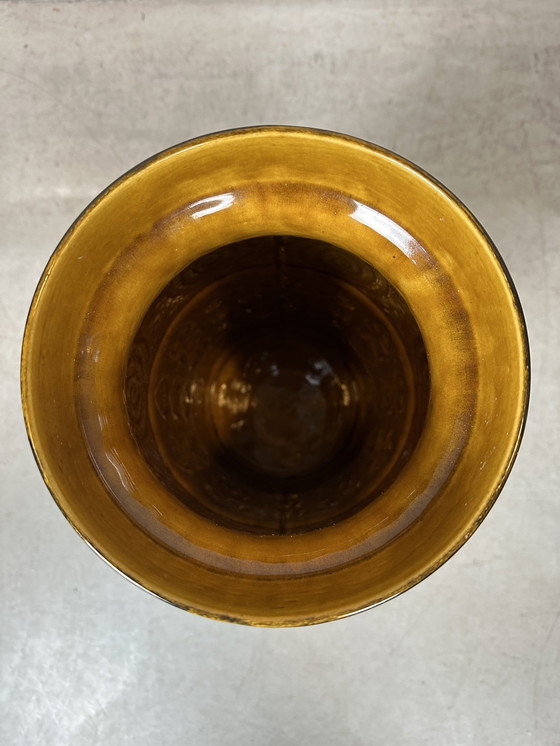 Image 1 of Xl Bay Keramik Fat Lava Vase - Mustard Yellow