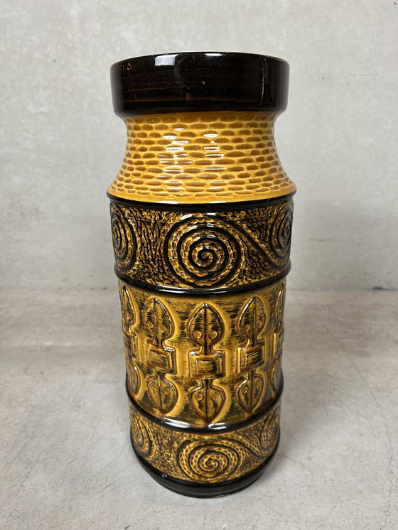 Image 1 of Xl Bay Keramik Fat Lava Vase - Mustard Yellow