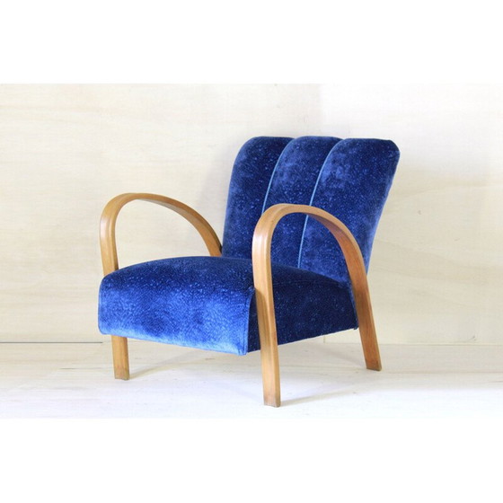 Image 1 of Vintage velvet armchair art deco italian 1940s