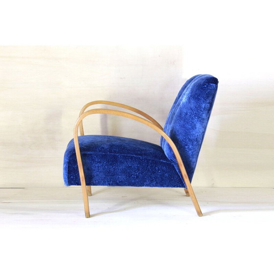 Image 1 of Vintage velvet armchair art deco italian 1940s
