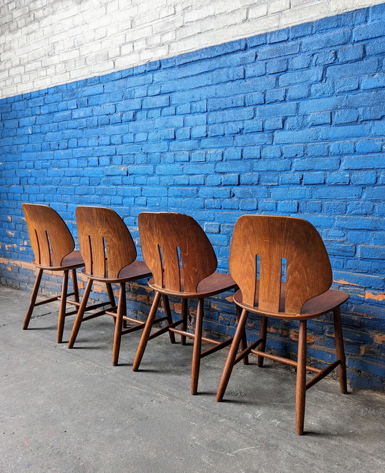 Image 1 of 4 x FDB Møbler chairs -model J67- Ejvind A. Johansson