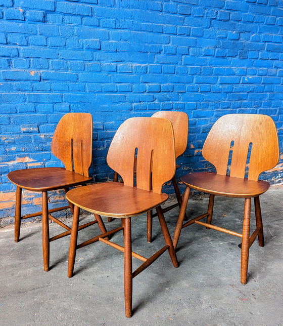 Image 1 of 4 x FDB Møbler chairs -model J67- Ejvind A. Johansson