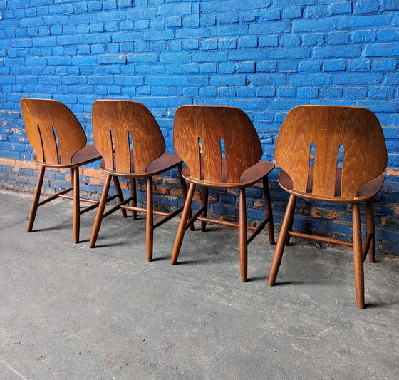 Image 1 of 4 x FDB Møbler chairs -model J67- Ejvind A. Johansson