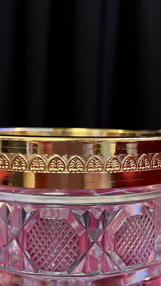 Image 1 of Secchiello per il ghiaccio vintage in cristallo e oro con paletta per gelato