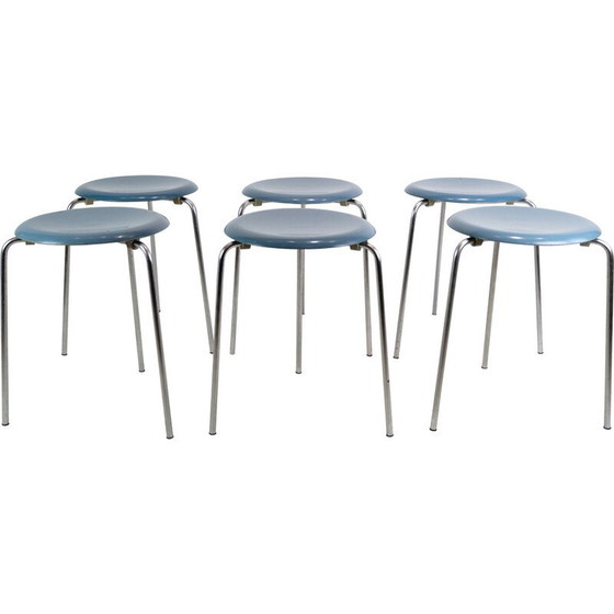 Image 1 of Set of 6 vintage Dot stools model 3170 by Arne Jacobsen for Fritz Hansen, 1974